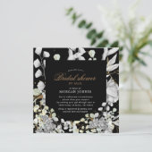 Carte Fête des mariées florale argent dramatique par cou (Debout devant)