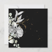 Carte Fête des mariées florale argent dramatique par cou (Dos)