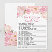 Carte Fête des mariées florale Connaissez la mariée (Devant / Derrière)