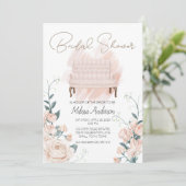 Carte Fête des mariées florale moderne Boho rose élégant (Debout devant)