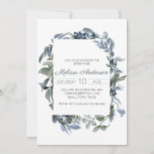 Carte Fête des mariées florale verte en argent Sage (Devant)