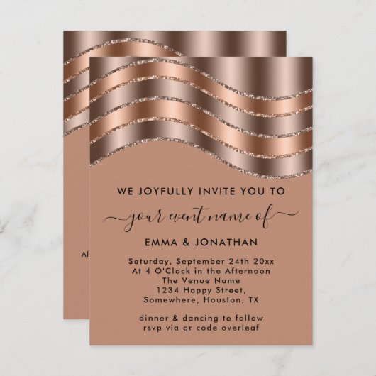 Carte Fête des mariées Mariage de code QR Anniversaire R (Devant / Derrière)