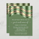 Carte Fête des mariées Mariage de code QR Mint vert or (Devant / Derrière)