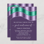 Carte Fête des mariées Mariage de code QR violet Emerald (Devant / Derrière)