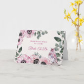 Carte Fête des mariées Oiseau rose Floral (Fleur jaune)