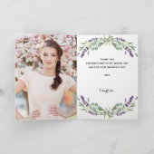 Carte Fête des mariées photo de fleurs de lavande merci (Intérieur)