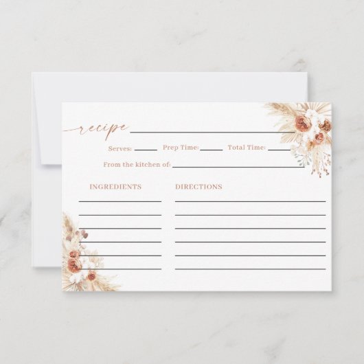 Carte Fête des mariées Recette, Bouquet Floral Boh (Devant)