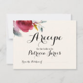 Carte Fête des mariées Recette Bourgogne Marsala Floral (Dos)