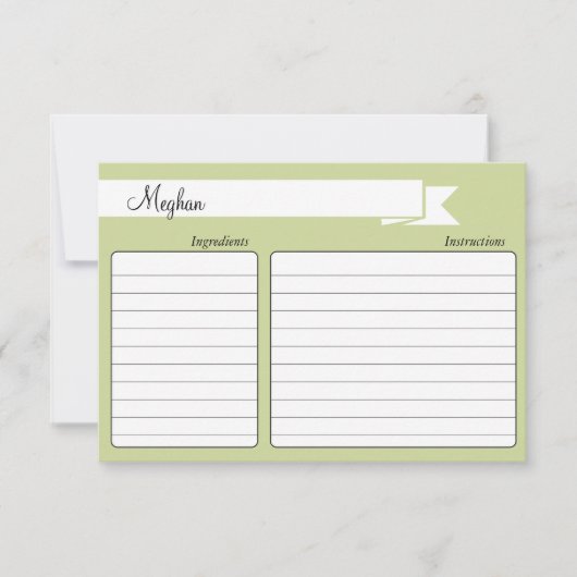 Carte Fête des mariées Recette - Vert (Devant)