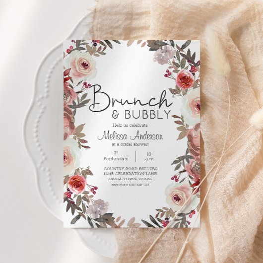 Carte Fête des mariées Rose rouge Blush Brunch