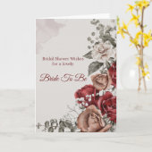 Carte Fête des mariées Rouge Bronze Roses Floral (Fleur jaune)