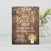 Carte Fête des mariées rustique tournesol (Debout devant)