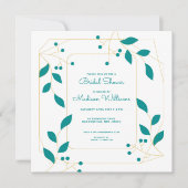 Carte FÊTE DES MARIÉES Turquoise & or Floral (Devant)