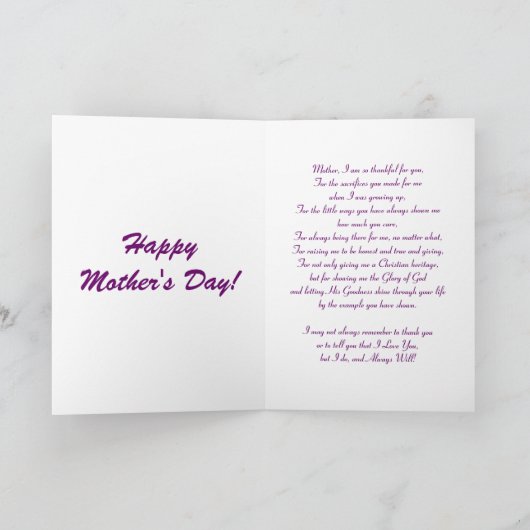 Carte Fête des mères (Intérieur)