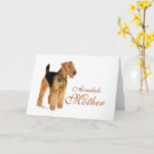 Carte Fête des mères Airedale Terrier (Fleur jaune)
