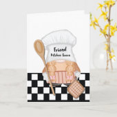 Carte Fête des mères amies Gnome Kitchen Queen (Fleur jaune)