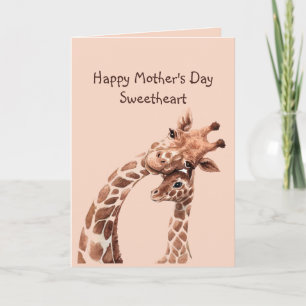 Carte Fête des mères amour amoureux Giraffe animal