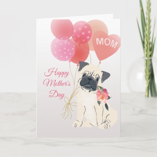 Carte Fête des Mères Amour de votre adorable pug (Devant)