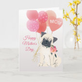 Carte Fête des Mères Amour de votre adorable pug (Fleur jaune)