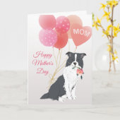 Carte Fête des Mères Amour de votre chien Border Collie (Fleur jaune)