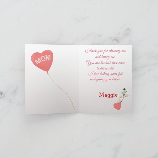 Carte Fête des Mères Amour de votre chien Boxer (Intérieur)