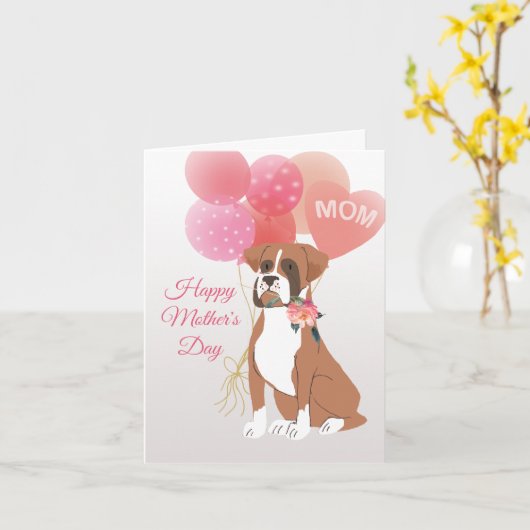 Carte Fête des Mères Amour de votre chien Boxer (Fleur jaune)