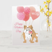 Carte Fête des Mères Amour de votre chien de taureau dou (Fleur jaune)