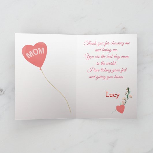 Carte Fête des Mères Amour de votre chien Grand Danois (Intérieur)