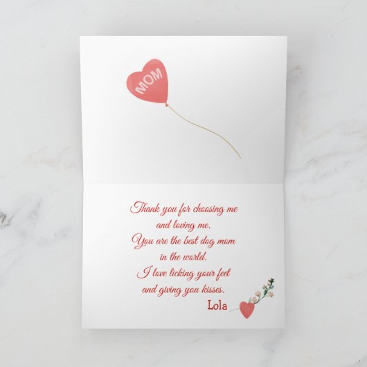 Carte Fête des Mères Amour de votre gentil chien caniche (Intérieur)