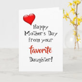 Carte Fête des Mères amusante - De Fille Favorite (Fleur jaune)
