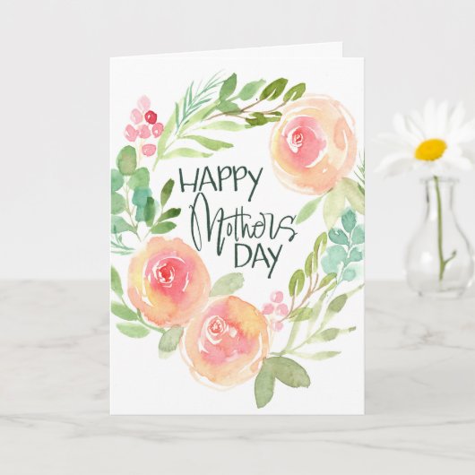 Carte fête des mères aquarelle florale (Petite plante)