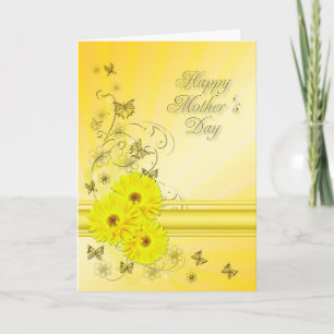 Carte Fête des mères aux fleurs jaunes