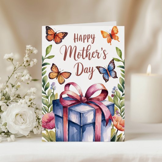 Carte Fête des mères aux papillons d'aquarelle