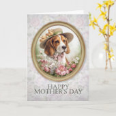 Carte Fête des mères Beagle (Fleur jaune)
