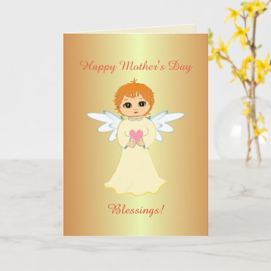 Carte Fête des mères Bénédictions anges (Fleur jaune)