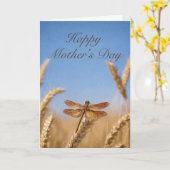 Carte Fête des Mères Blé Dragonfly Doré (Fleur jaune)