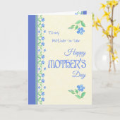 Carte Fête des mères Bleu Périwinkle belle-mère (Fleur jaune)