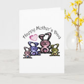 Carte Fête des Mères Bonnets mignons (Fleur jaune)
