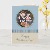 Carte Fête des Mères Cadre photo bleu/beige (Fleur jaune)