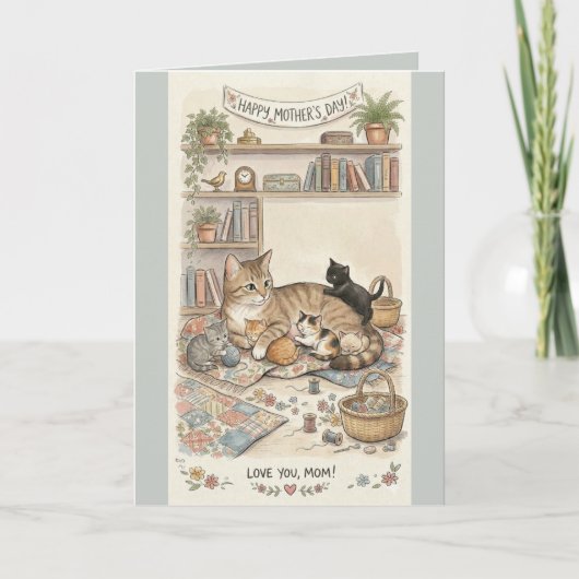 Carte Fête des Mères : Chat et Chatons (Devant)