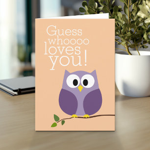Carte Fête des Mères - Chouette Hibou Devine qui t'aime 