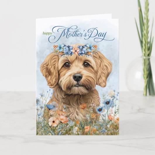 Carte Fête des Mères Cockapoo et Fleurs Sauvages (Devant)