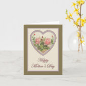 Carte Fête des mères Coeur Vintage et fleurs (Fleur jaune)