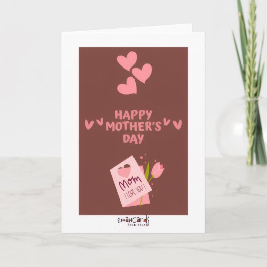 Carte Fête des Mères - Cœurs Roses (Devant)