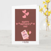 Carte Fête des Mères - Cœurs Roses (Fleur jaune)