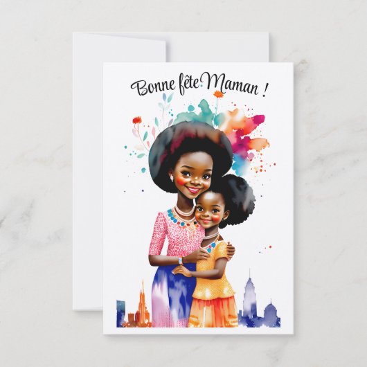 Carte Fête des mères - Coll. Afro Aquarelles (Devant)