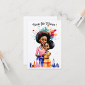Carte Fête des mères - Coll. Afro Aquarelles (Devant/Arrière en situation)