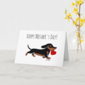 Carte Fête des mères de Black et Tan Dachshund (Fleur jaune)