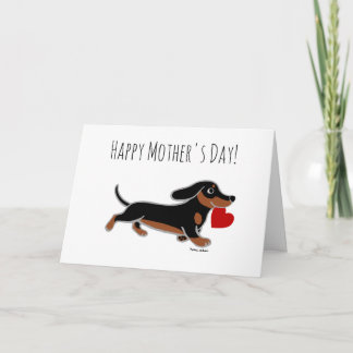 Carte Fête des mères de Black et Tan Dachshund
