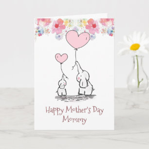 Carte Fête des mères de Elephant Mom & Baby Card
